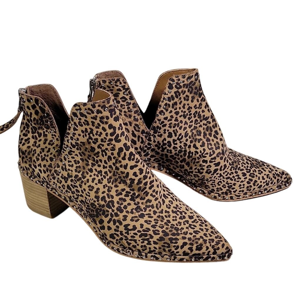 Dolce Vita Sonni Animal Print Leather Ankle Boots Womens Size 7 NEW